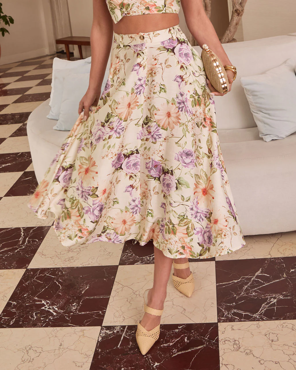 First Bloom Floral Midi Skirt