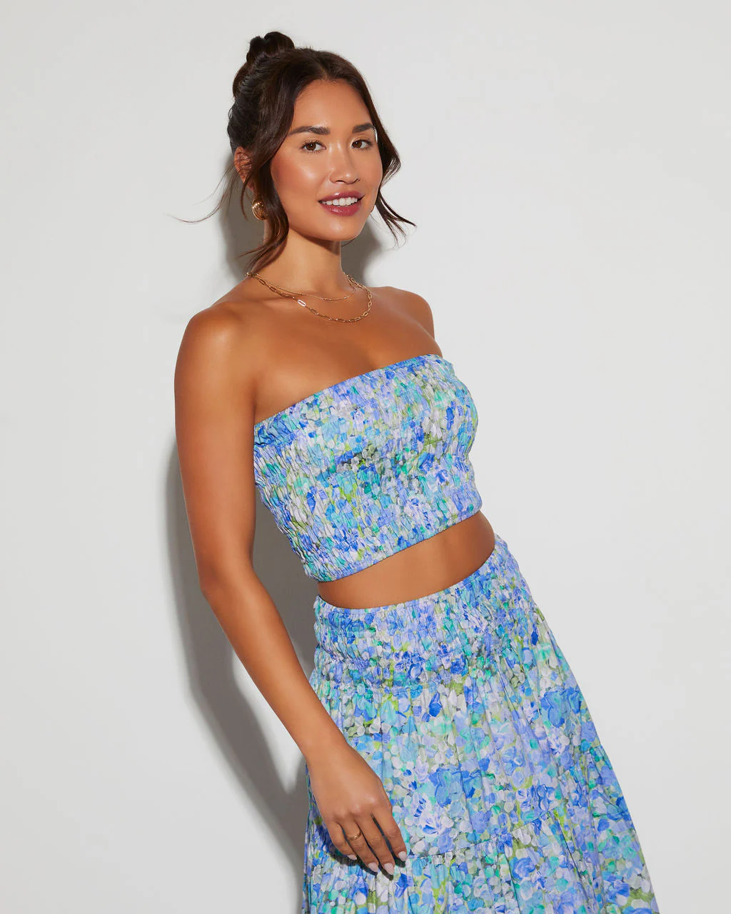 Angie Floral Cropped Tube Top