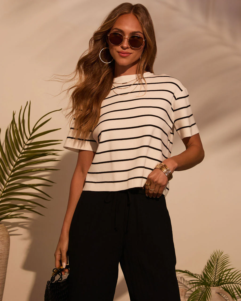 Bernie Striped Crew Neck Top