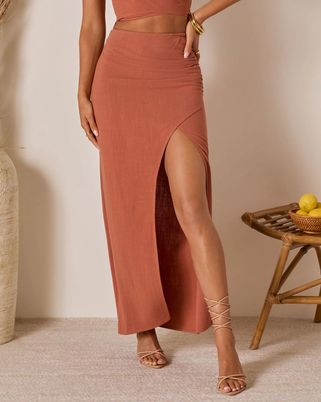 Emiliana Wrap Linen Maxi Skirt
