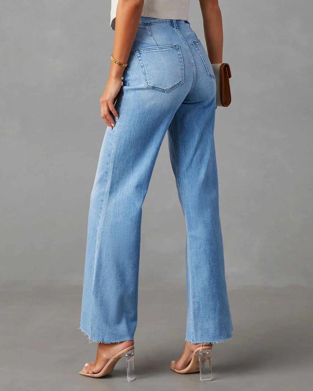 Aleesia Stretch Mid Rise Wide Leg Jeans