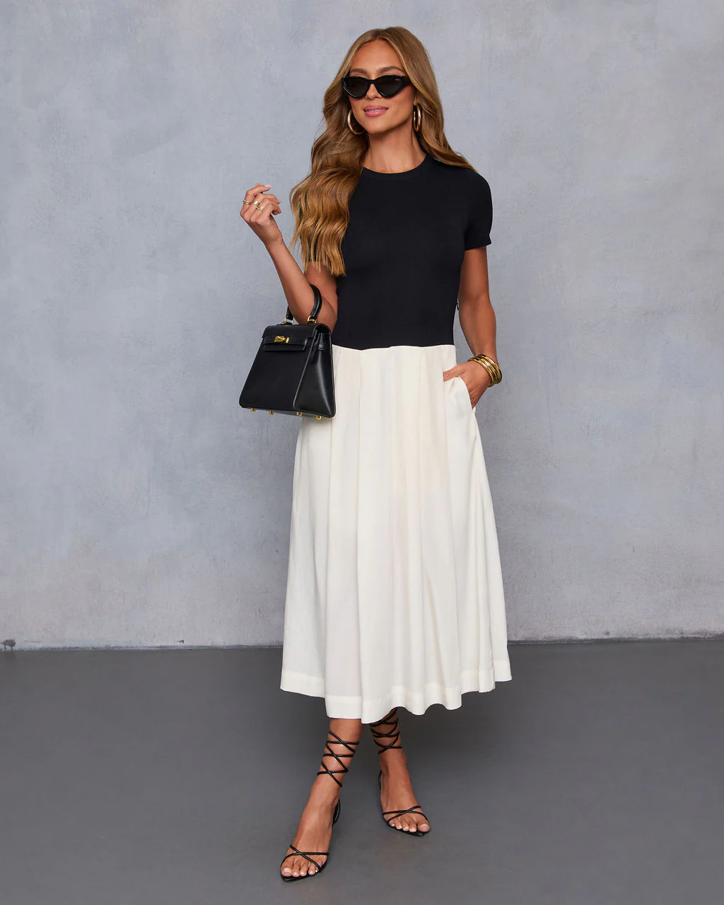 Dual Mode Color Block Midi Dress