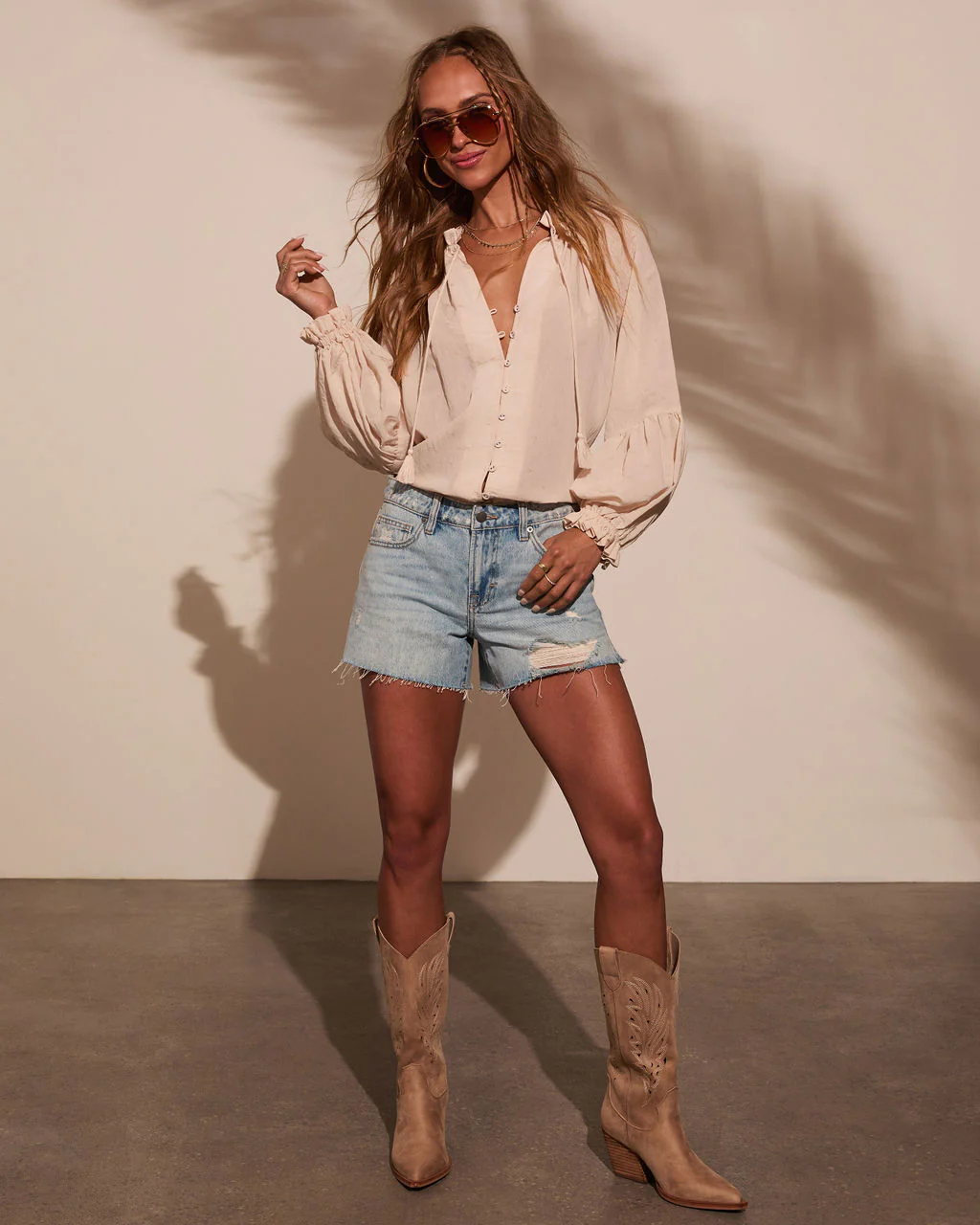 Armen Tassel Tie Peasant Top