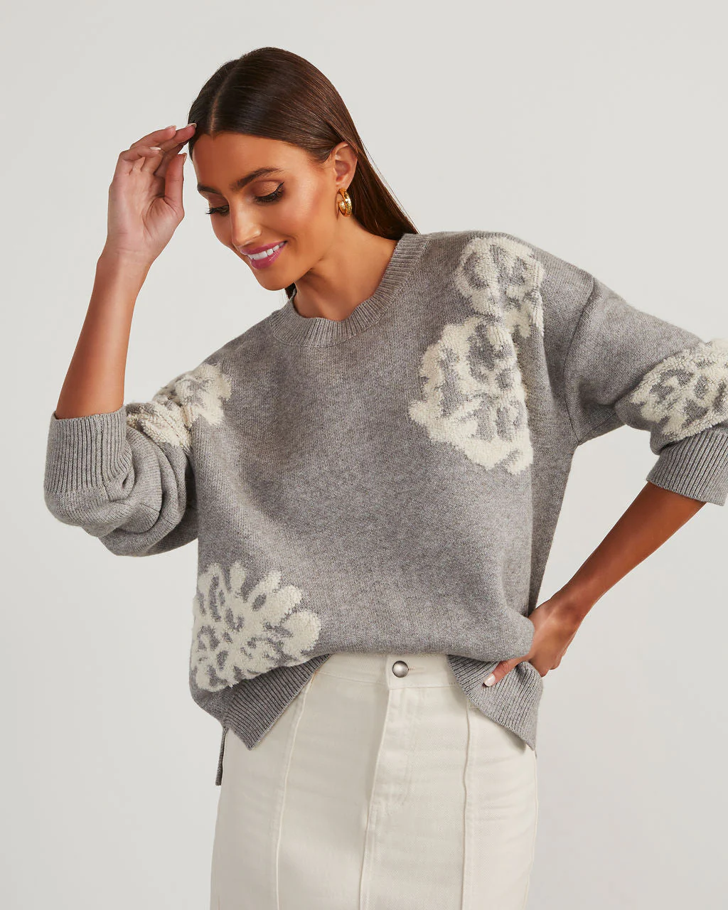 Copeland Floral Contrast Pullover Sweater