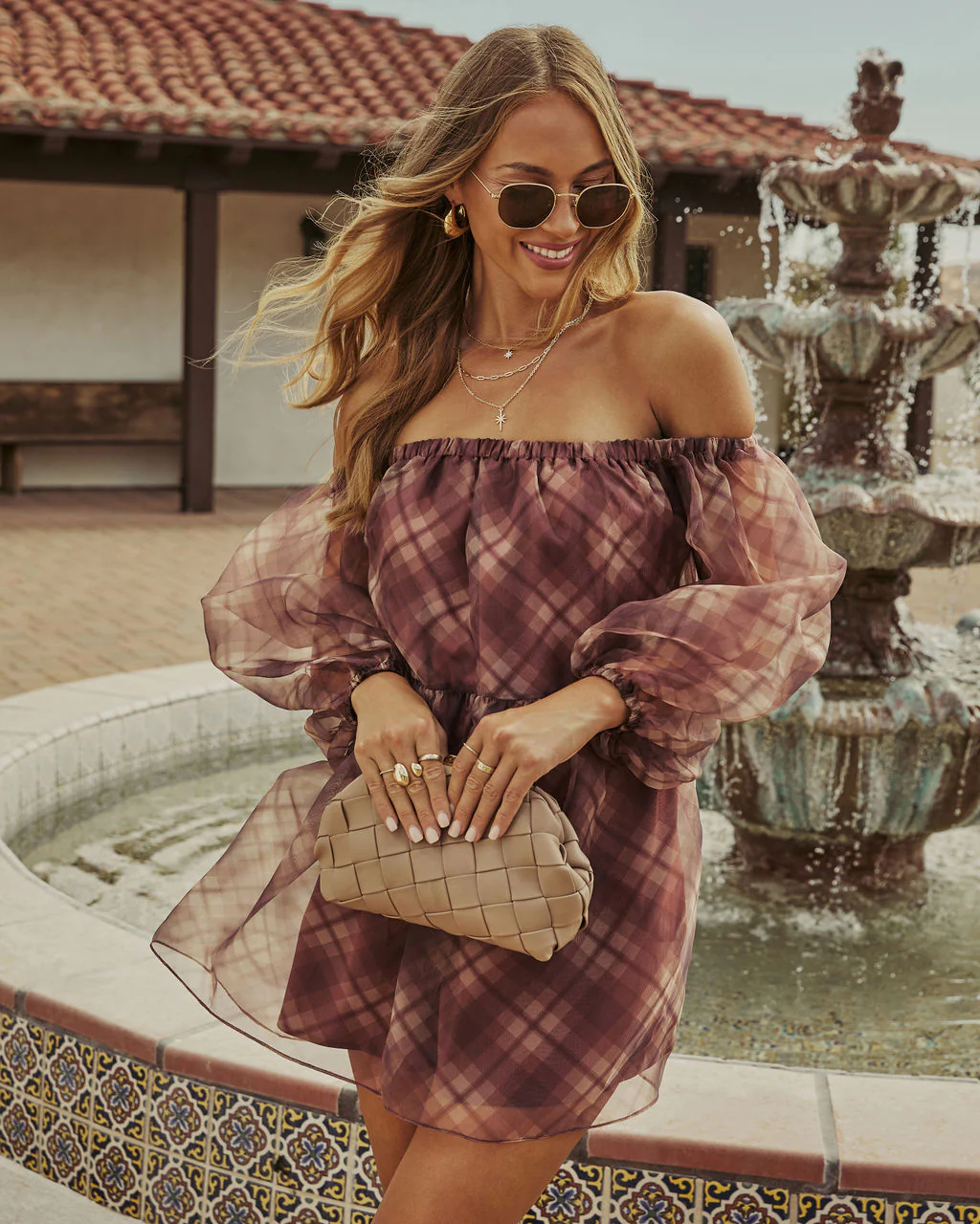 Autumn Sunlight Strapless Chiffon Mini Dress