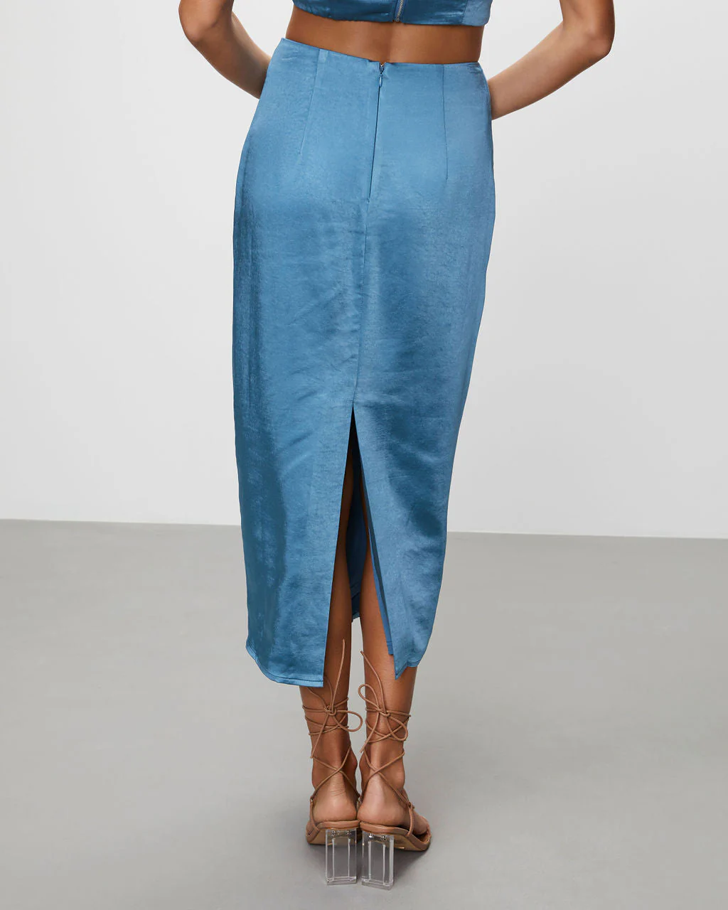 Elenora Satin Front Wrap Midi Skirt