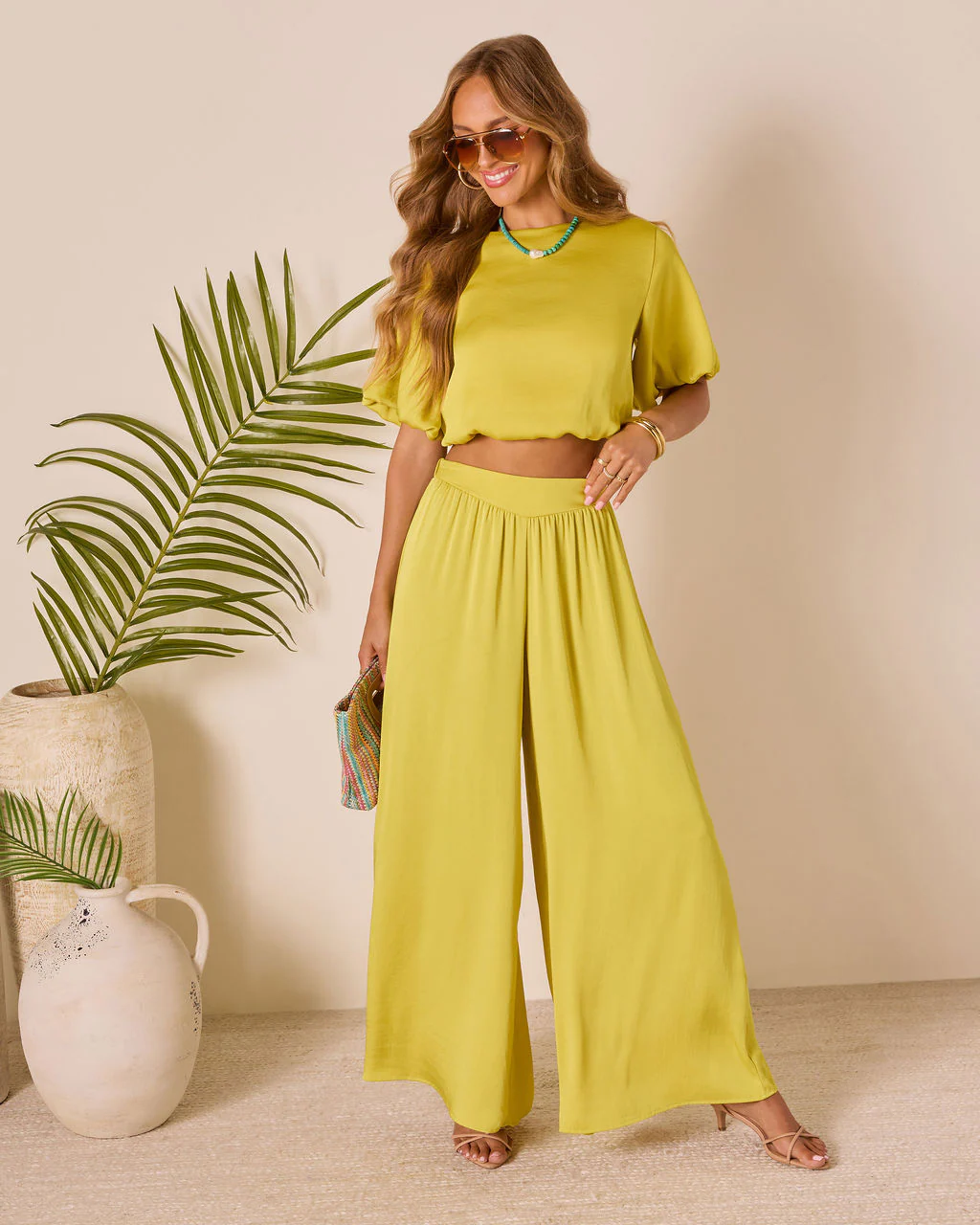 Island Drift Pleated Wide Leg Pants