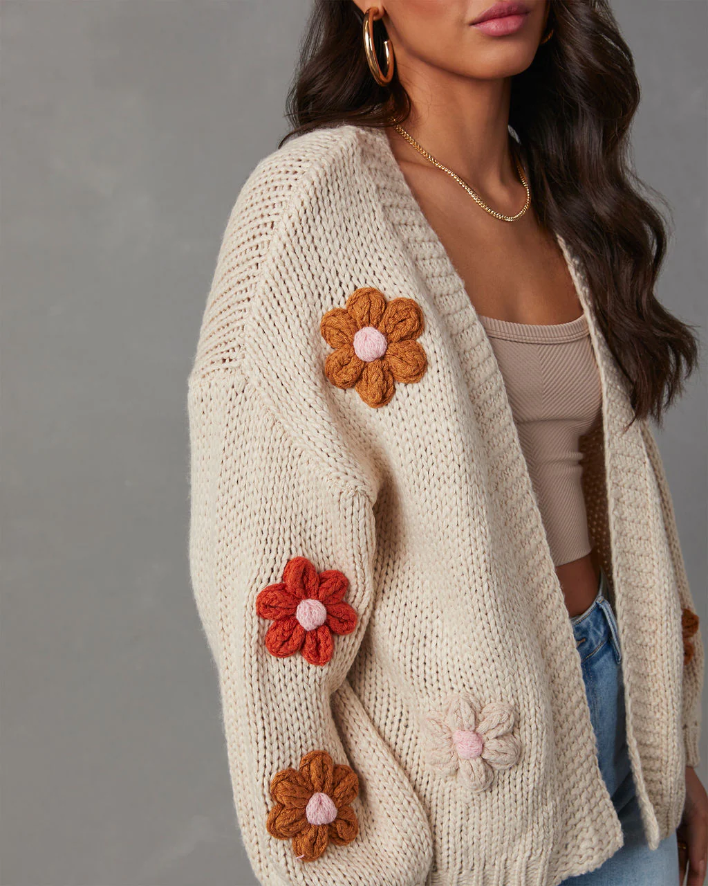 Fallen Daisy Oversized Knit Cardigan