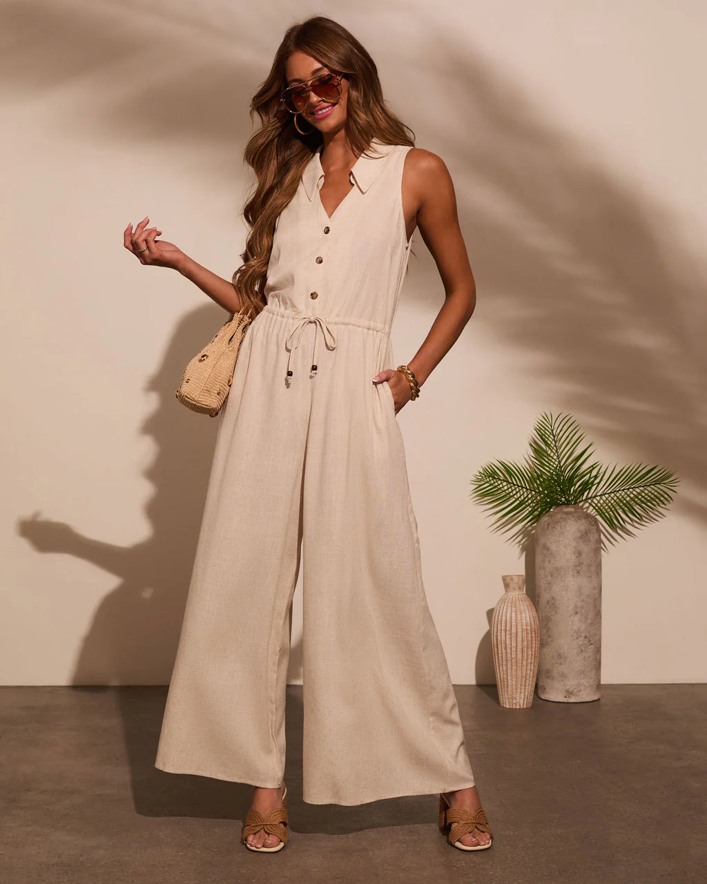 Finlee Waist Tie Linen Jumpsuit