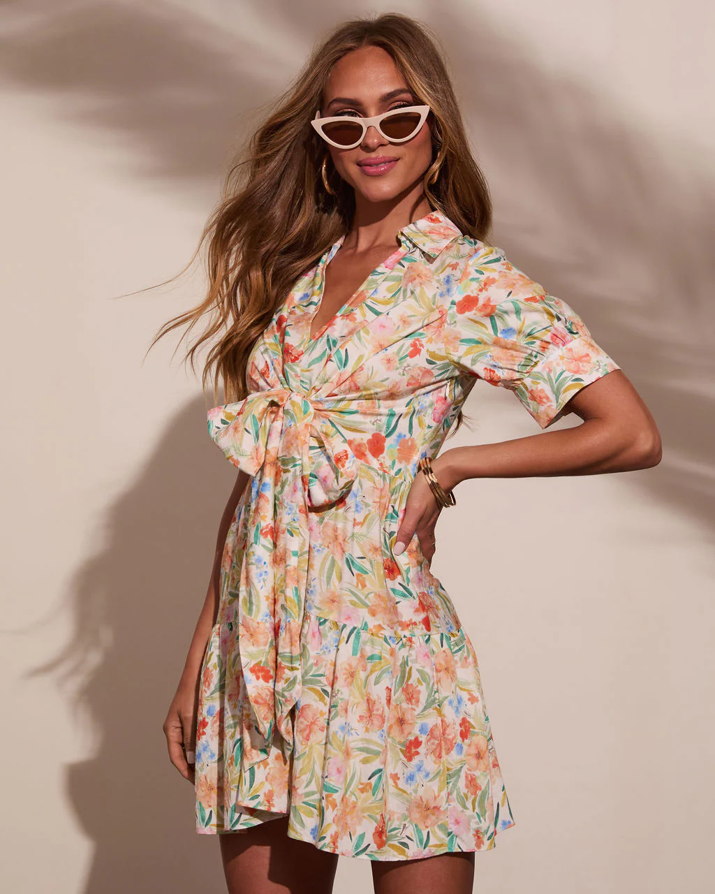 Evena Front Tie Floral Mini Dress