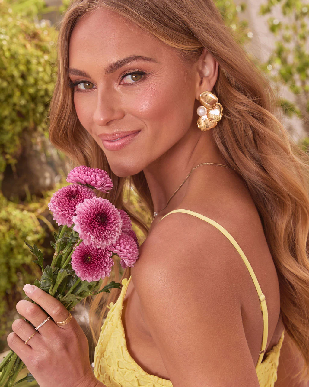 Gracelyn Floral Pearl Stud Earrings