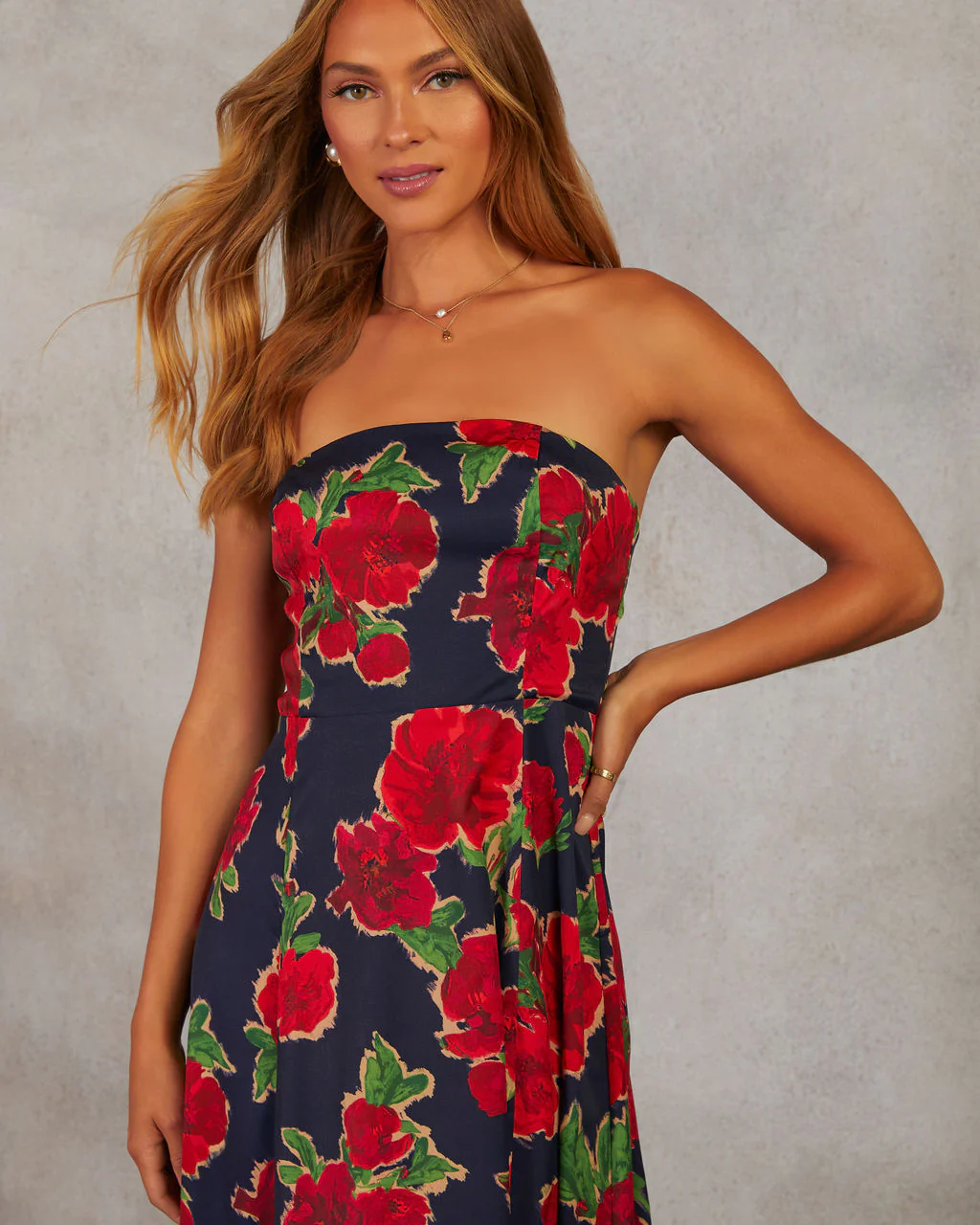 Getaway Garden Strapless Floral Print Maxi Dress