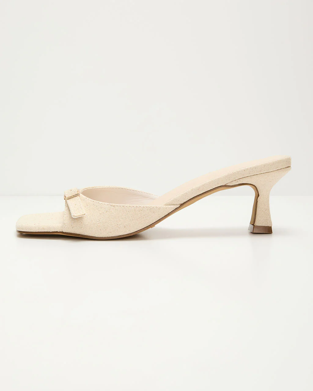 Ivy House Buckled Linen Kitten Heel