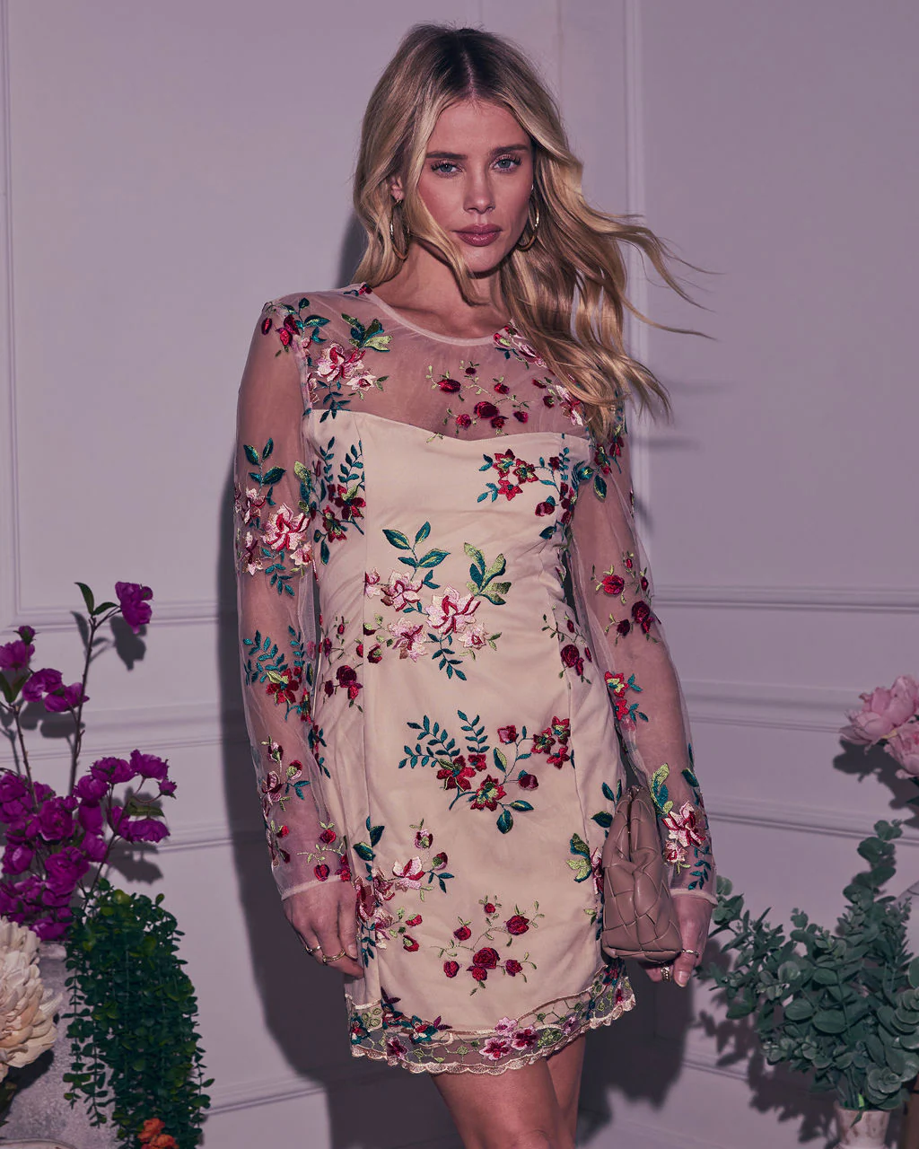 Blooming Moments Embroidered Floral Mini Dress