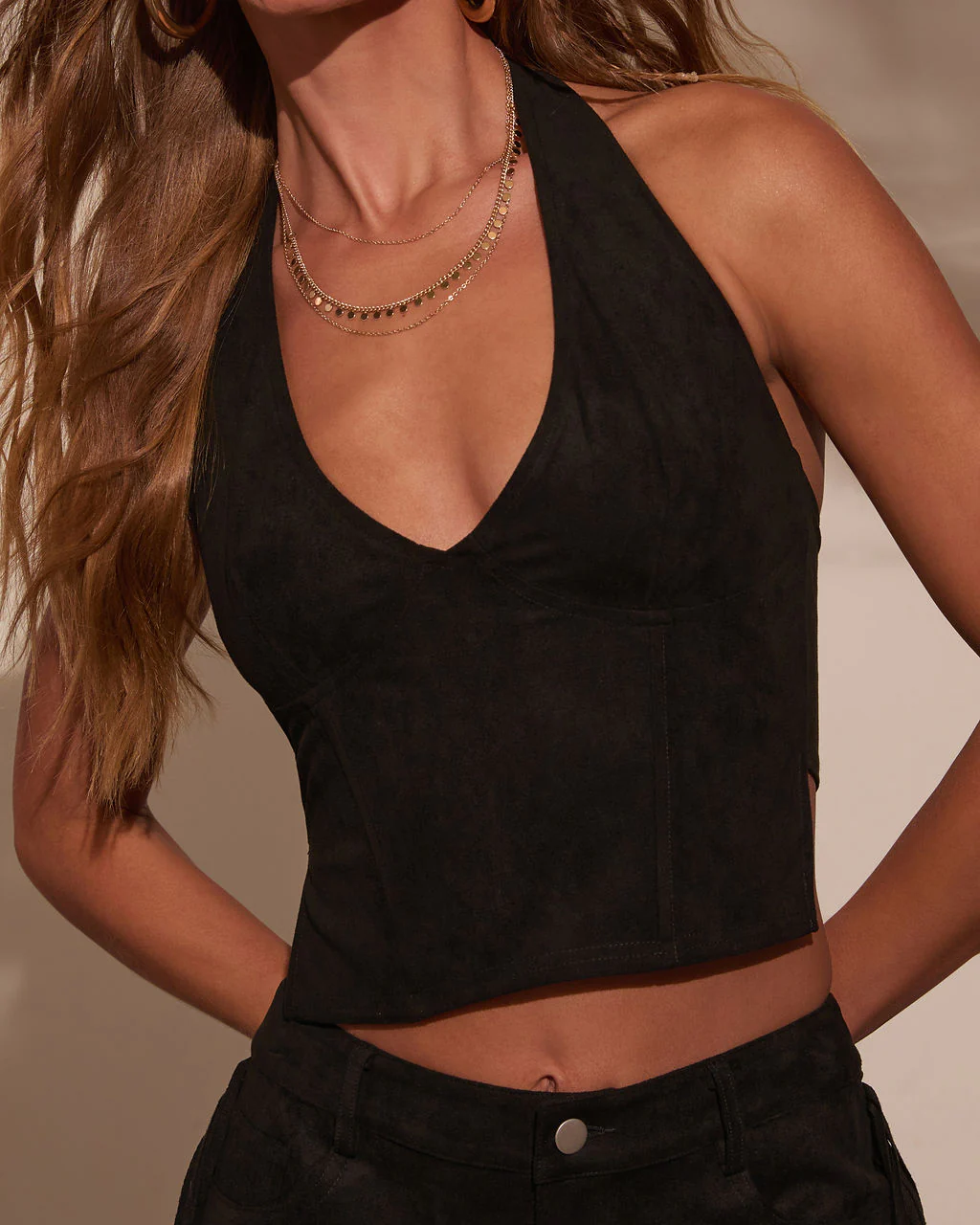 Groove Together Suede Halter Top