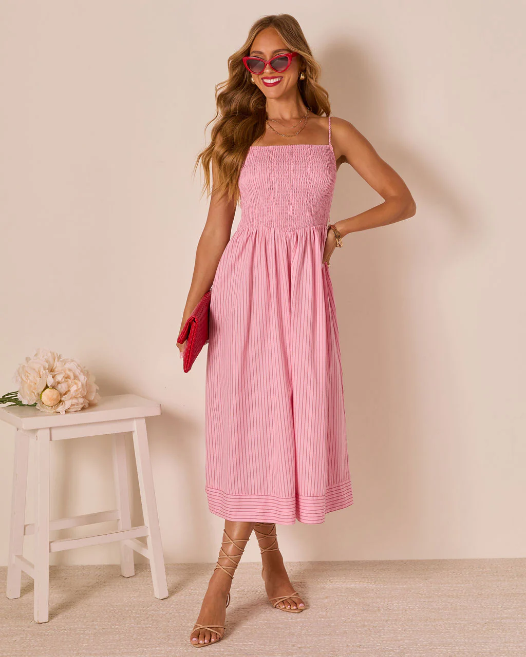 Heartland Haze Pinstripe Maxi Dress
