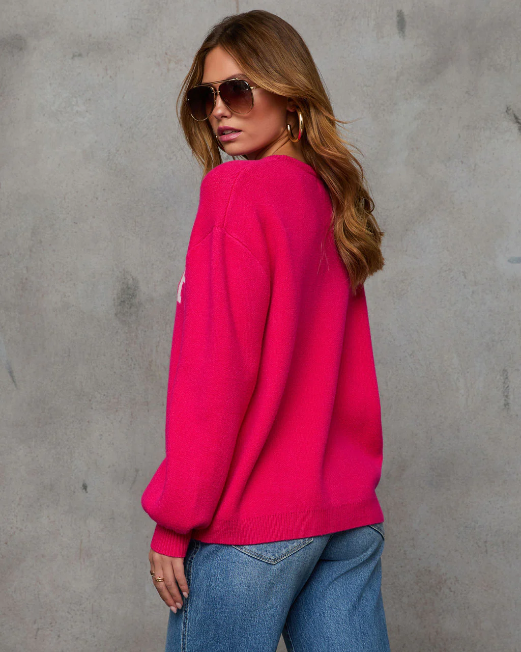 Cheer Mom Knit Pullover Sweater - Cream