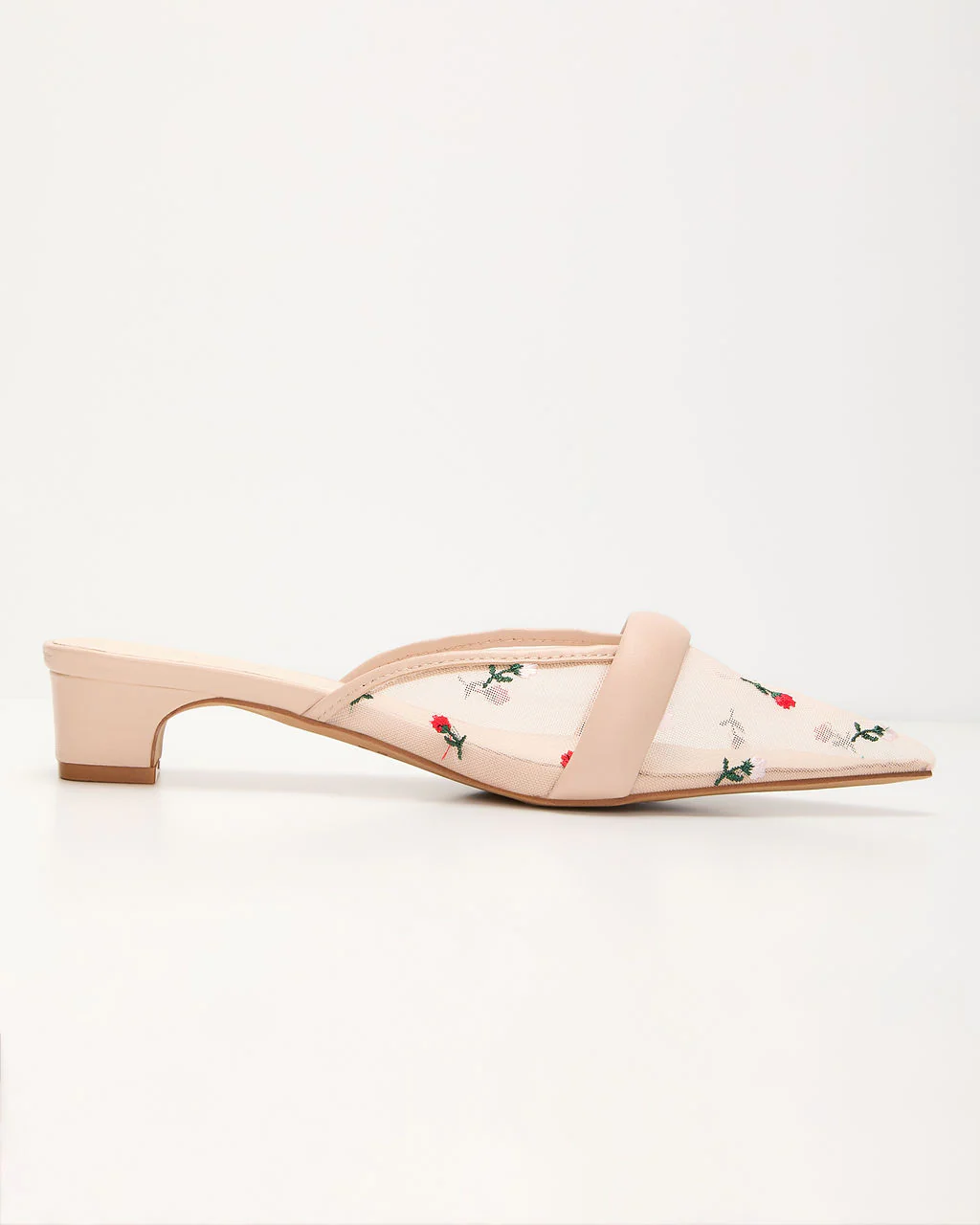 Ditzy Daisy Mesh Floral Kitten Mules
