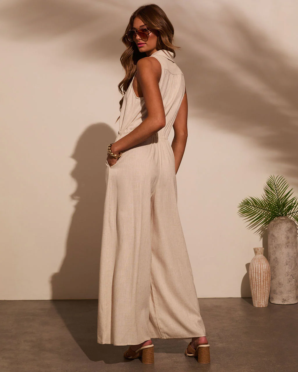 Finlee Waist Tie Linen Jumpsuit
