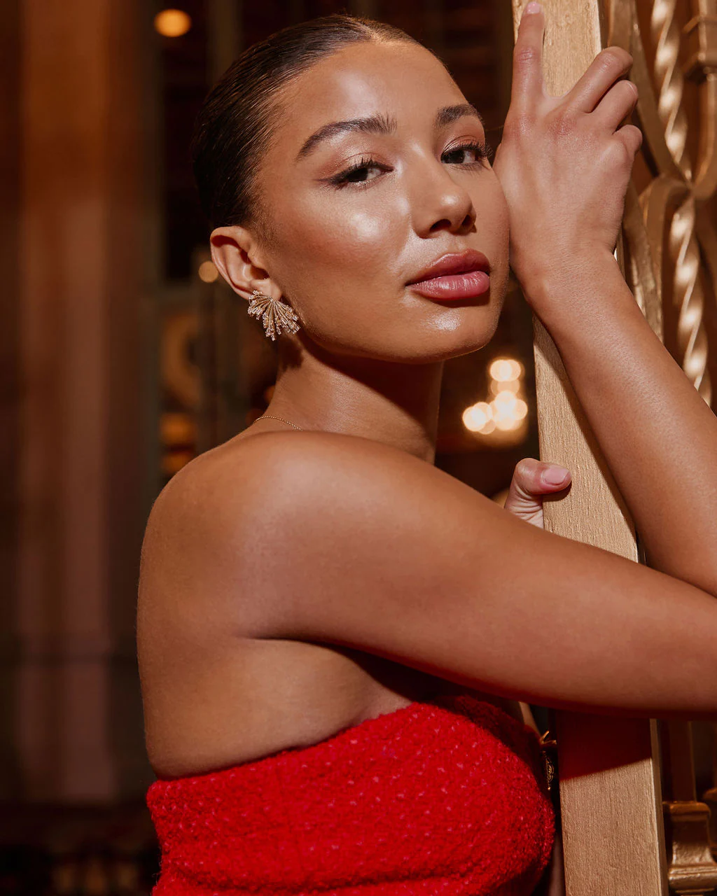 Holiday Season Half Snowflake Stud Earrings