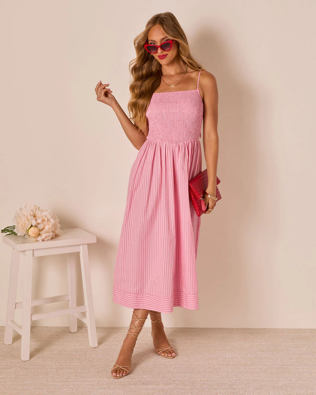 Heartland Haze Pinstripe Maxi Dress