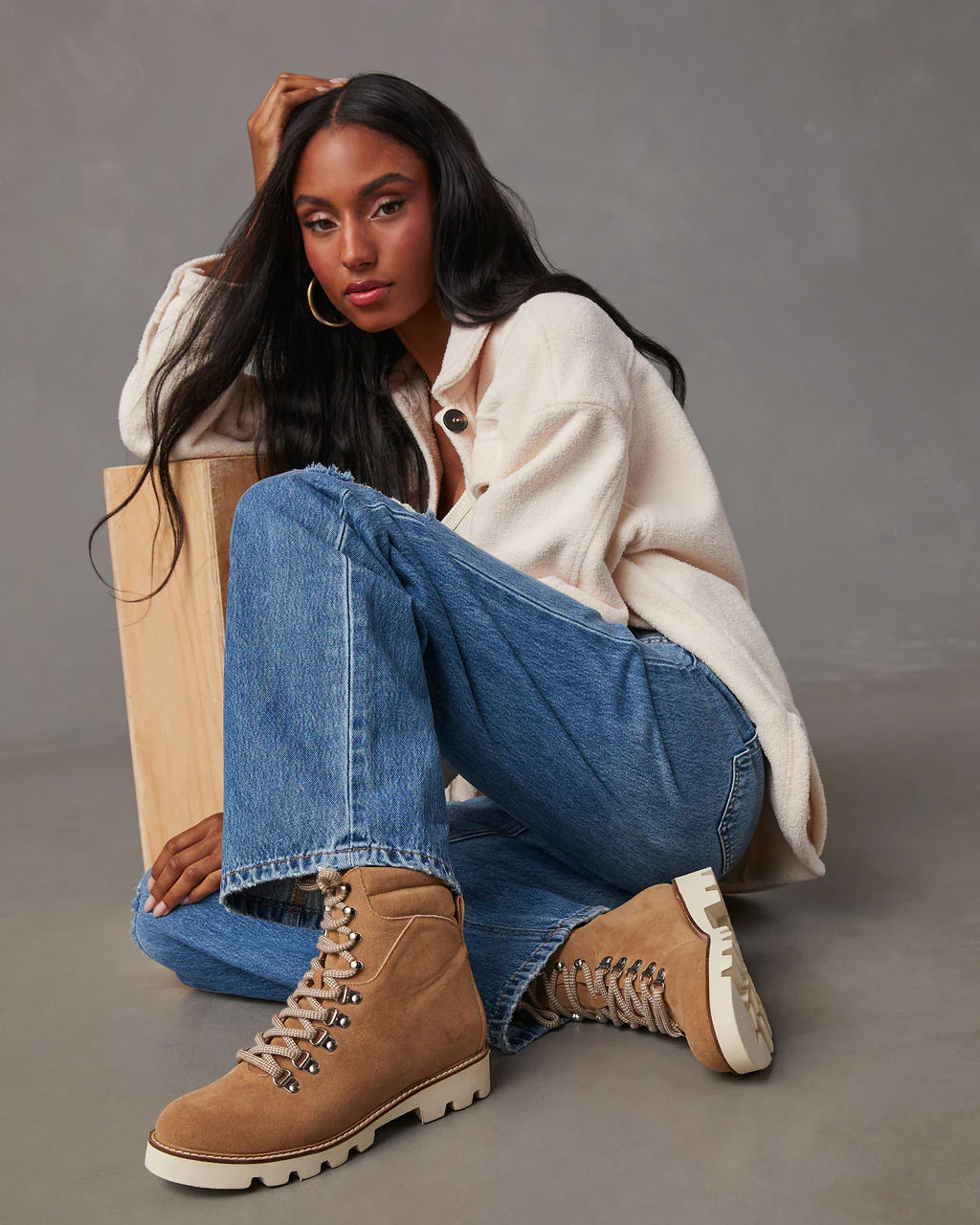 Arlene Faux Suede Lace Up Boot