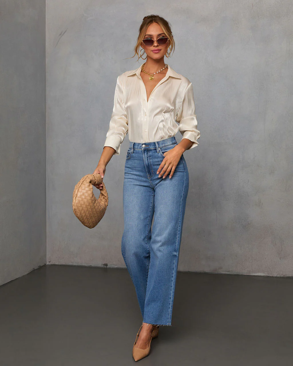 Delicate Romance Sheen Button Down Top