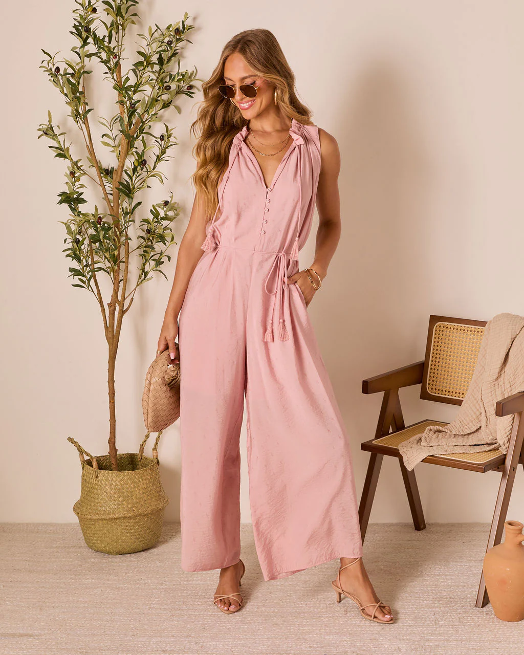 Hey Lover Waist Tie Jumpsuit