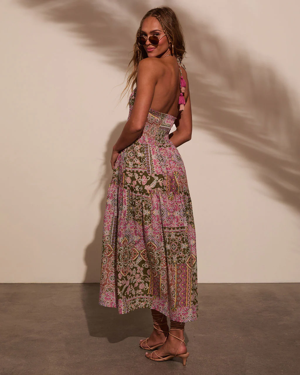 Giada Abstract Tassel Tie Midi Dress