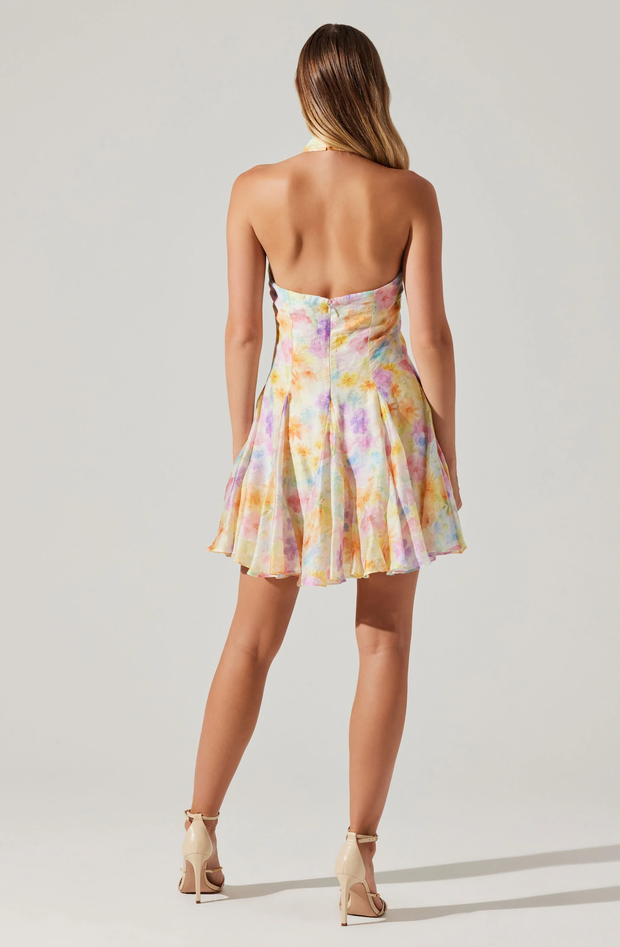 Sommar Halter Floral Mini Dress