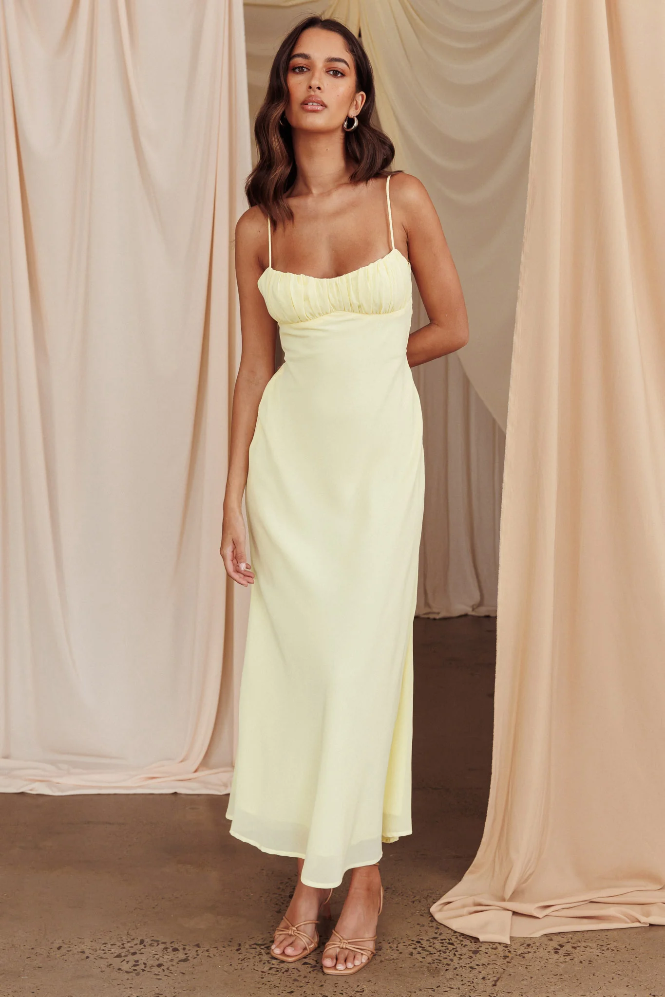 Nerida Twist Back Maxi Dress Lemon