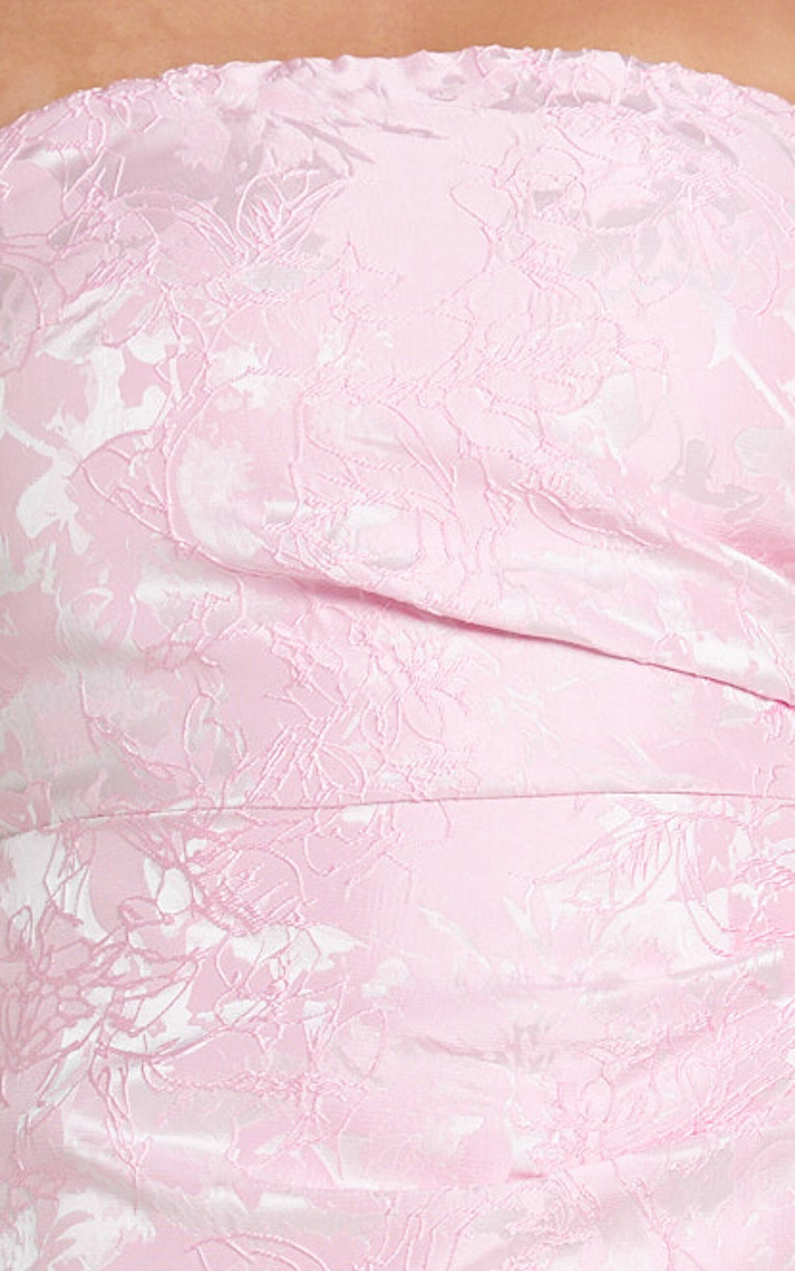 Laila Mini Dress - Jacquard Strapless Fit And Flare Dress in Pink