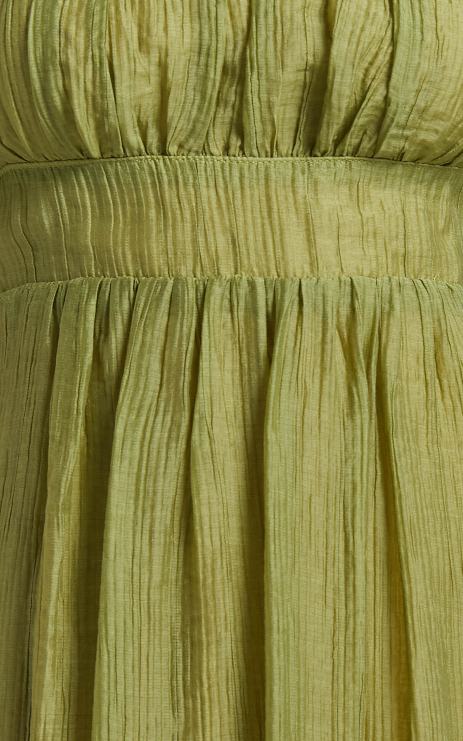 Roshina Midi Dress - Straight Neck Puff Sleeve Dress in Olive