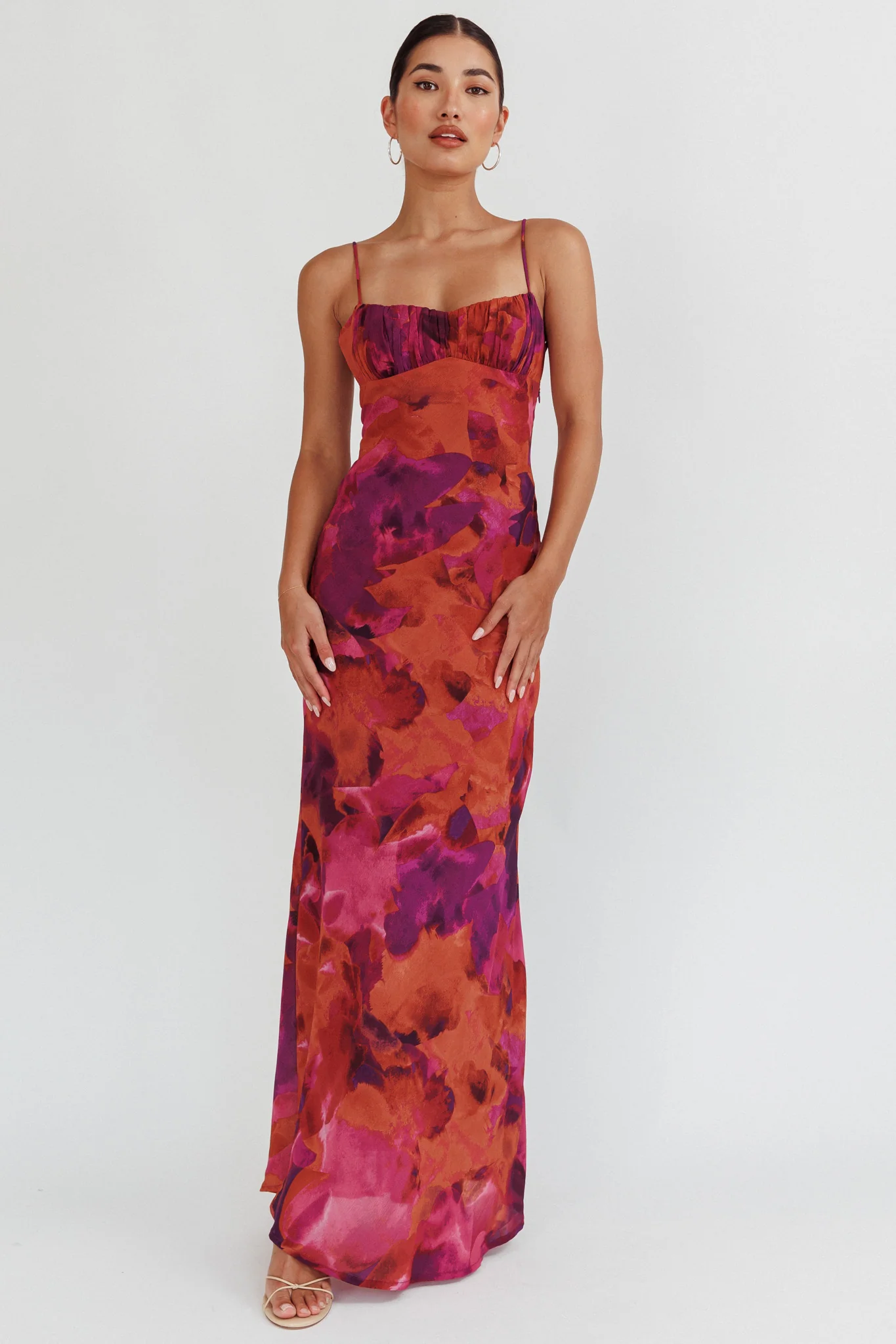 Nerida Low Back Twist Maxi Dress Dark Rose