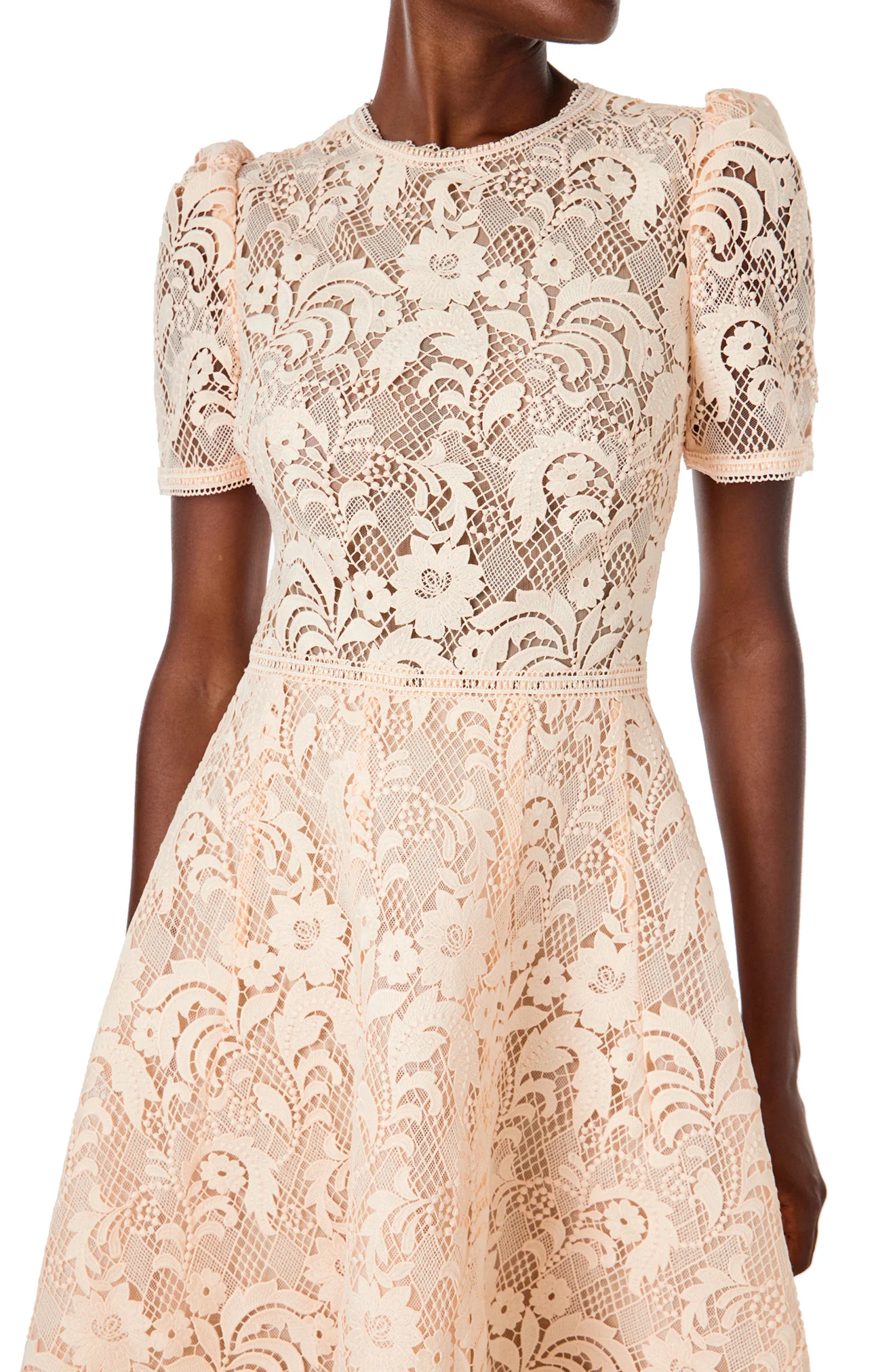Short Sleeve Lace Cocktail Dress