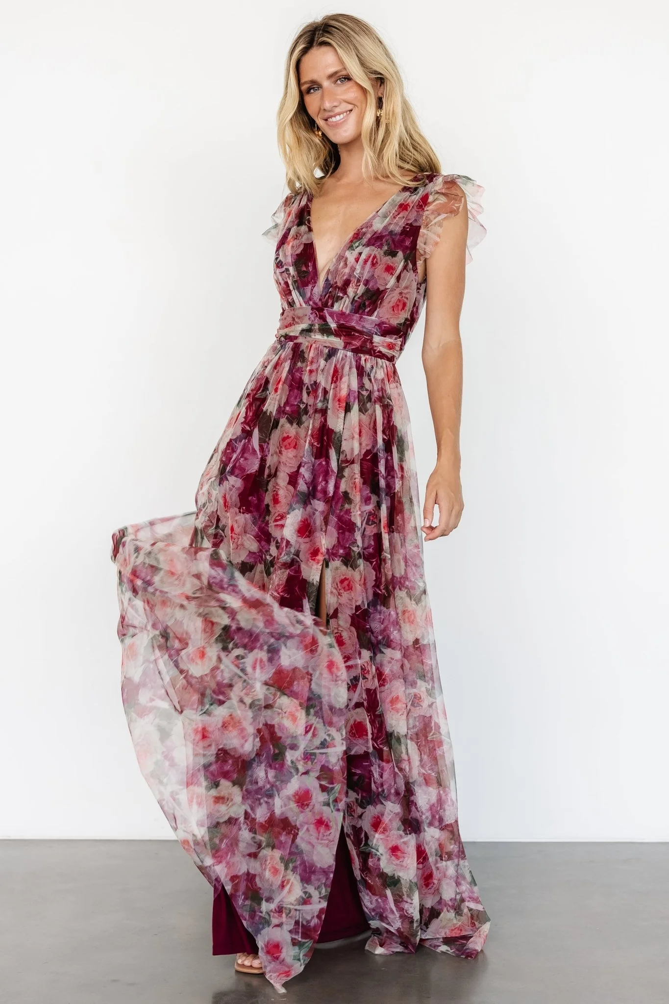 Carmine Maxi Dress | Wine Floral