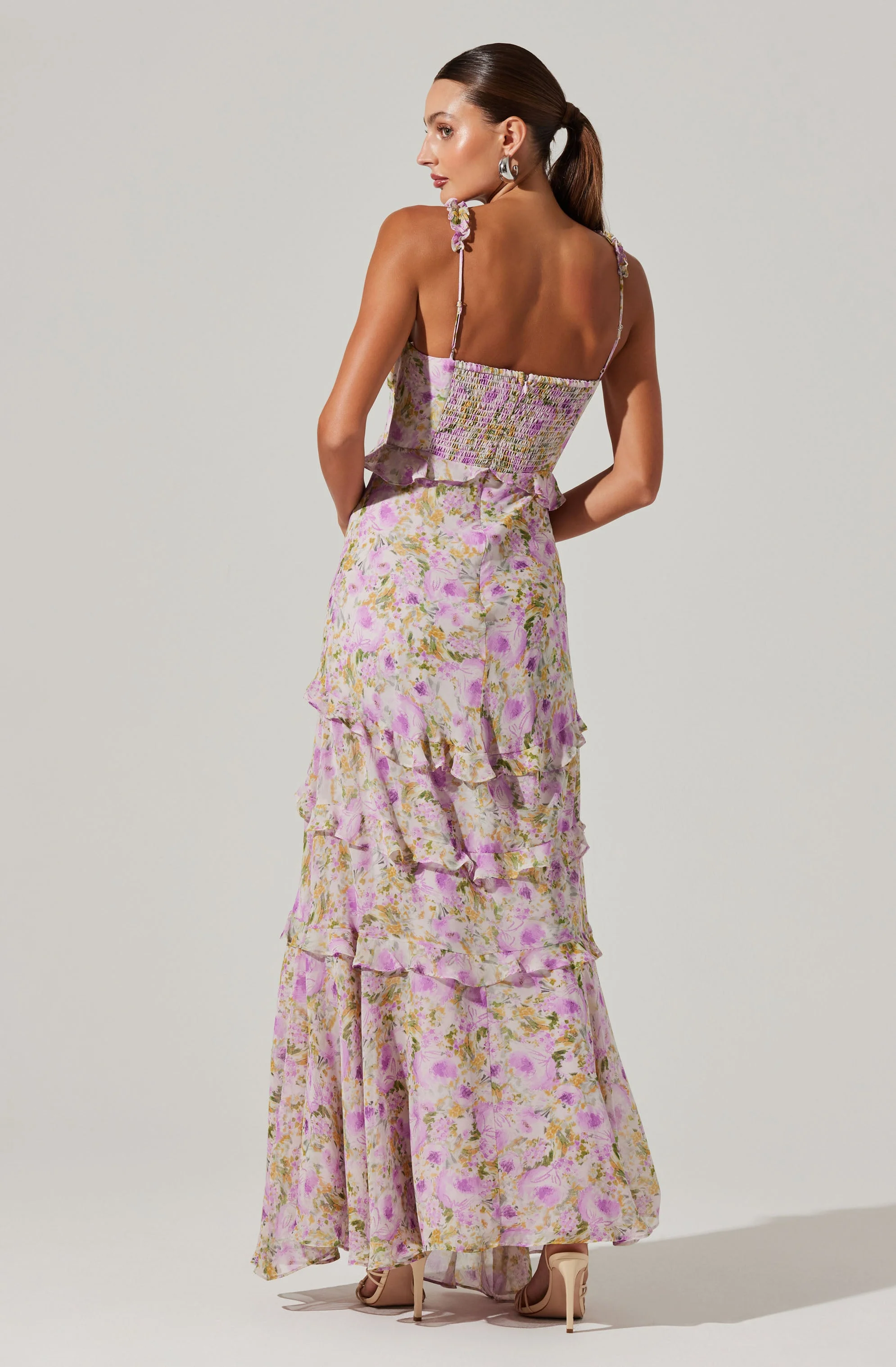 Olina Floral Ruffle Maxi Dress
