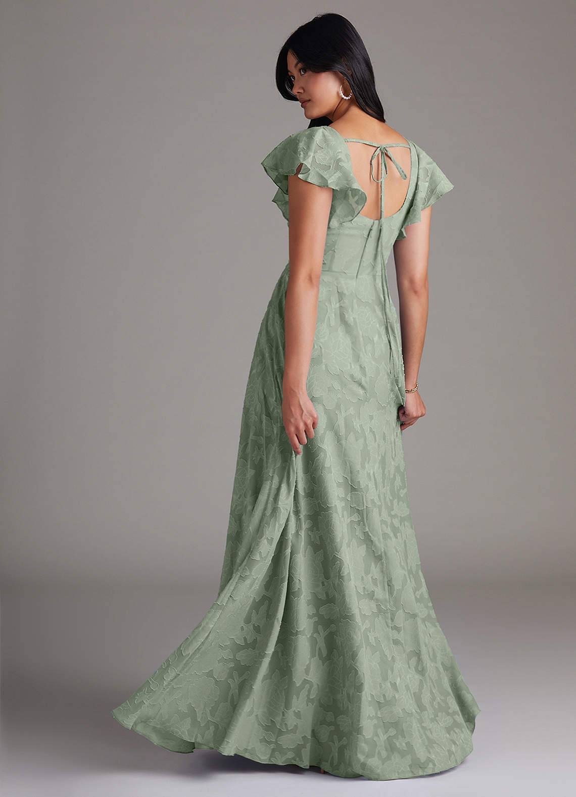 Agave A-Line Side Slit Floral Burnout Dress