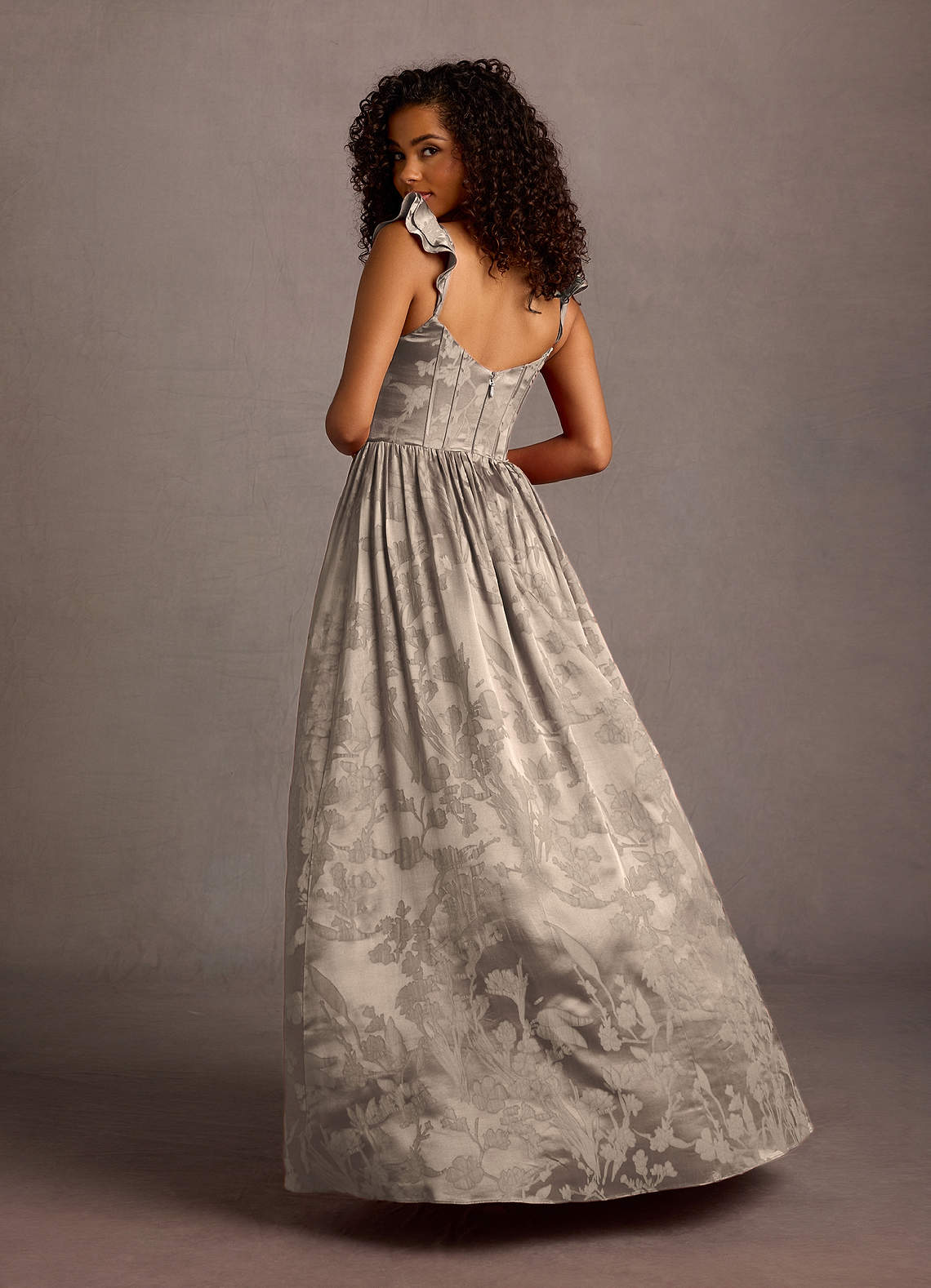 Jianna Platinum Flutter Sleeves Maxi Dress