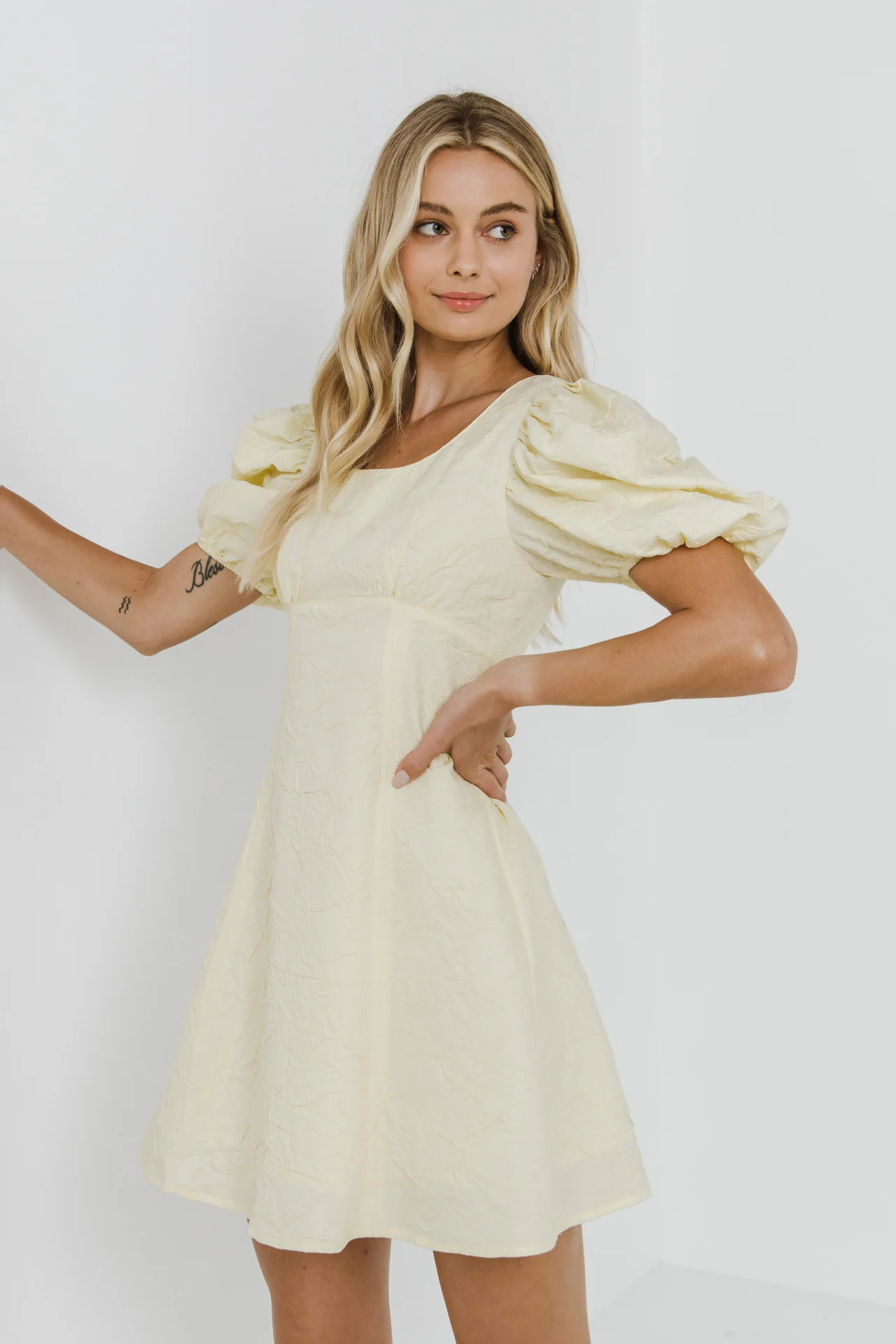 Textured Floral Mini Dress