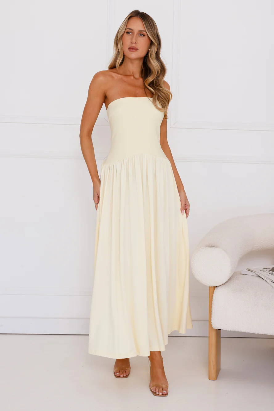 Palmetto Strapless Maxi Dress Yellow