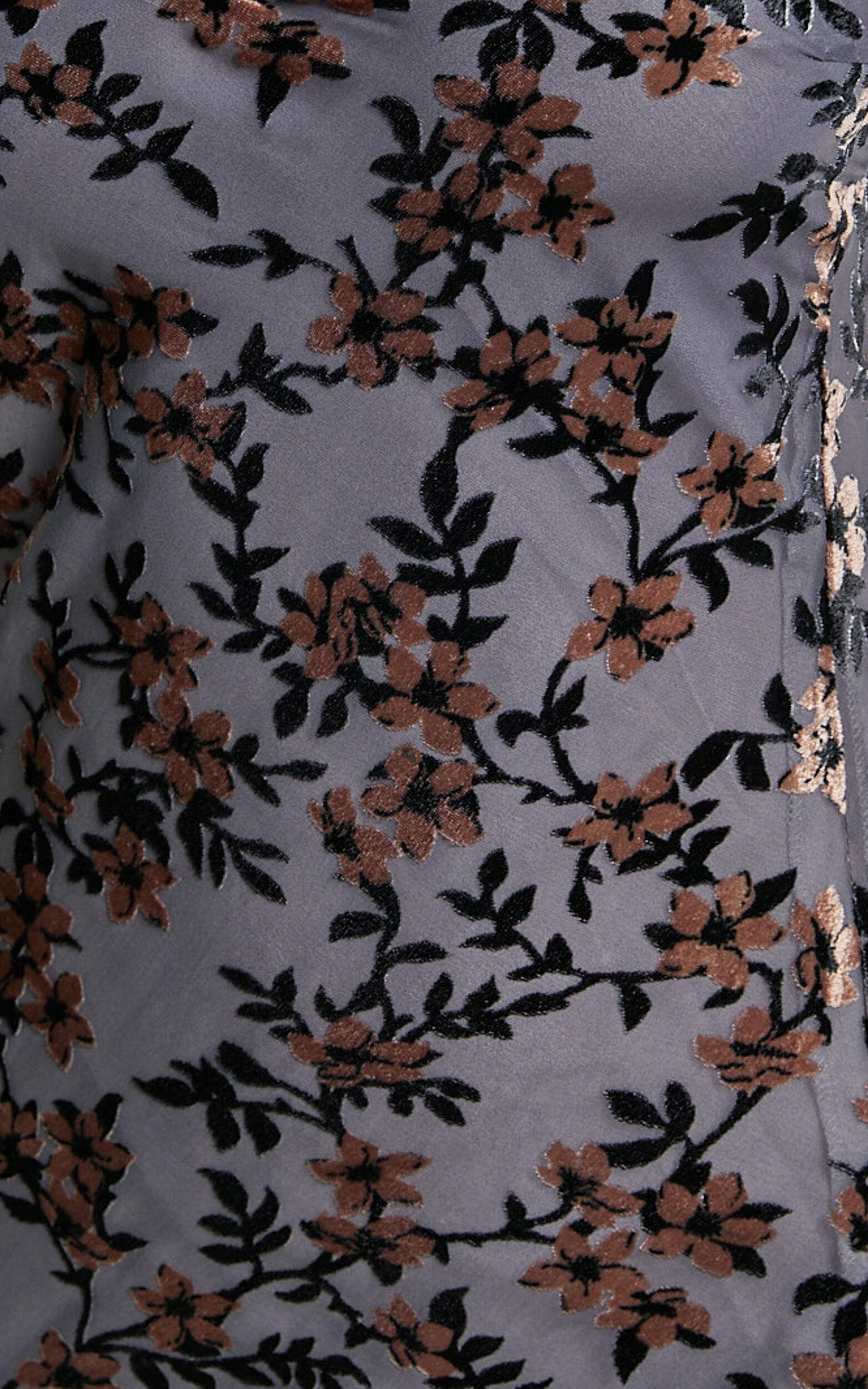 Darlene Midi Dress - Velvet Burnout Slip Cami Dress in Grey