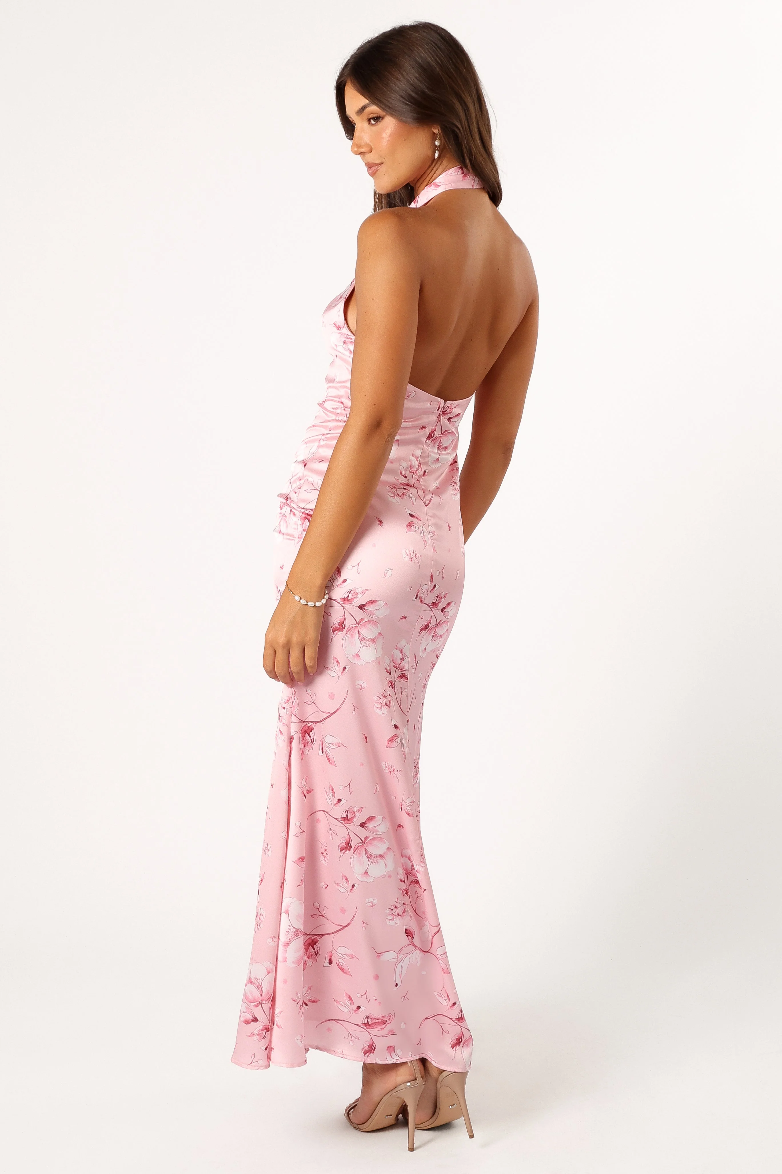 Mila Halterneck Maxi Dress - Pink Floral