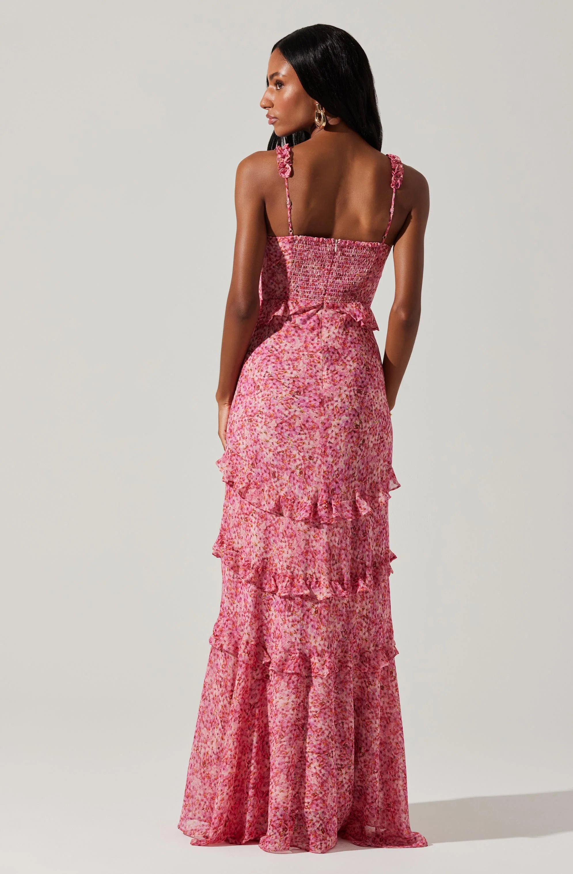 Olina Floral Ruffle Maxi Dress