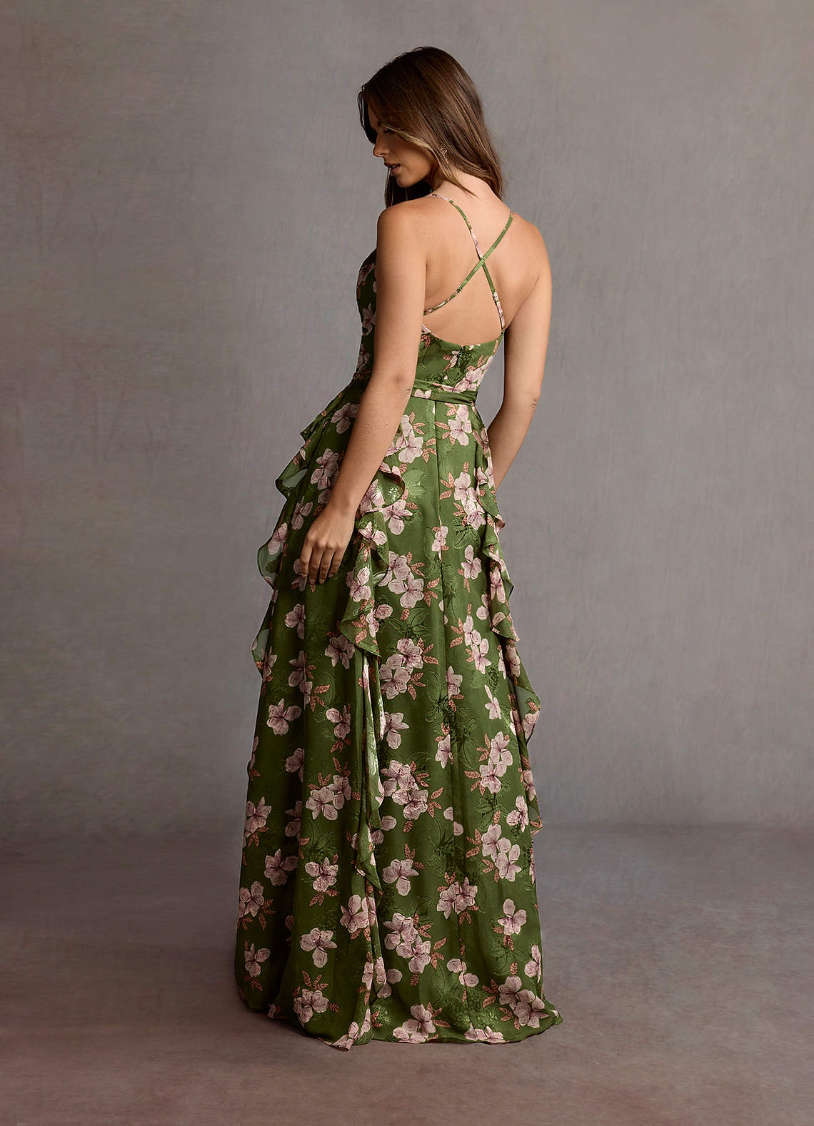 Megan Green Floral Maxi Dress