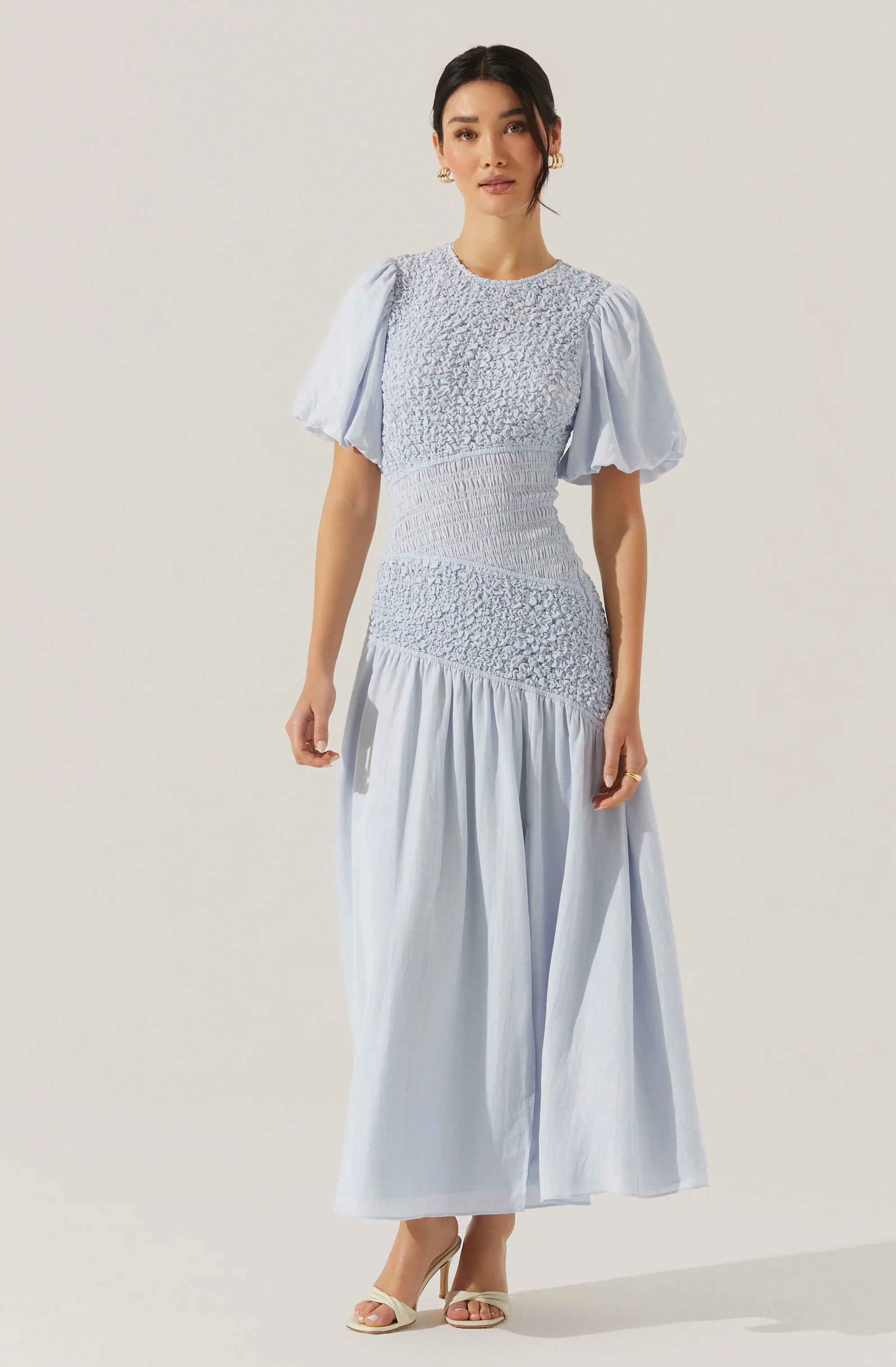 Theoni Smocked Asymmetric Dress