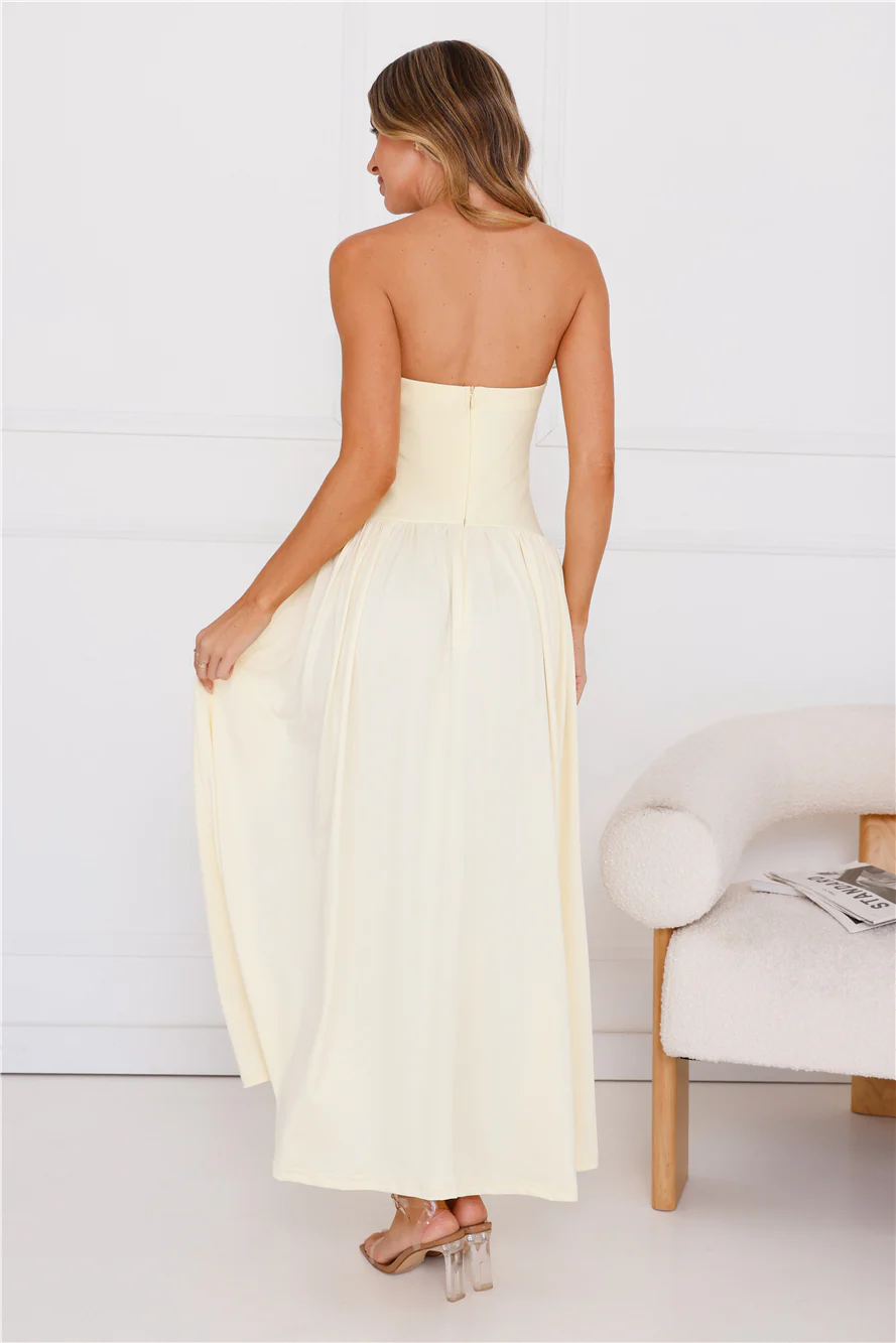 Palmetto Strapless Maxi Dress Yellow