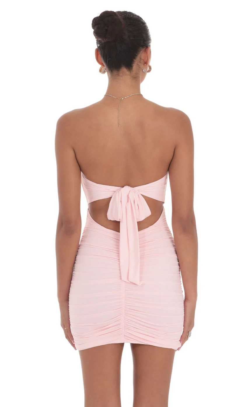 Cutout Strapless Dress in Light Pink
