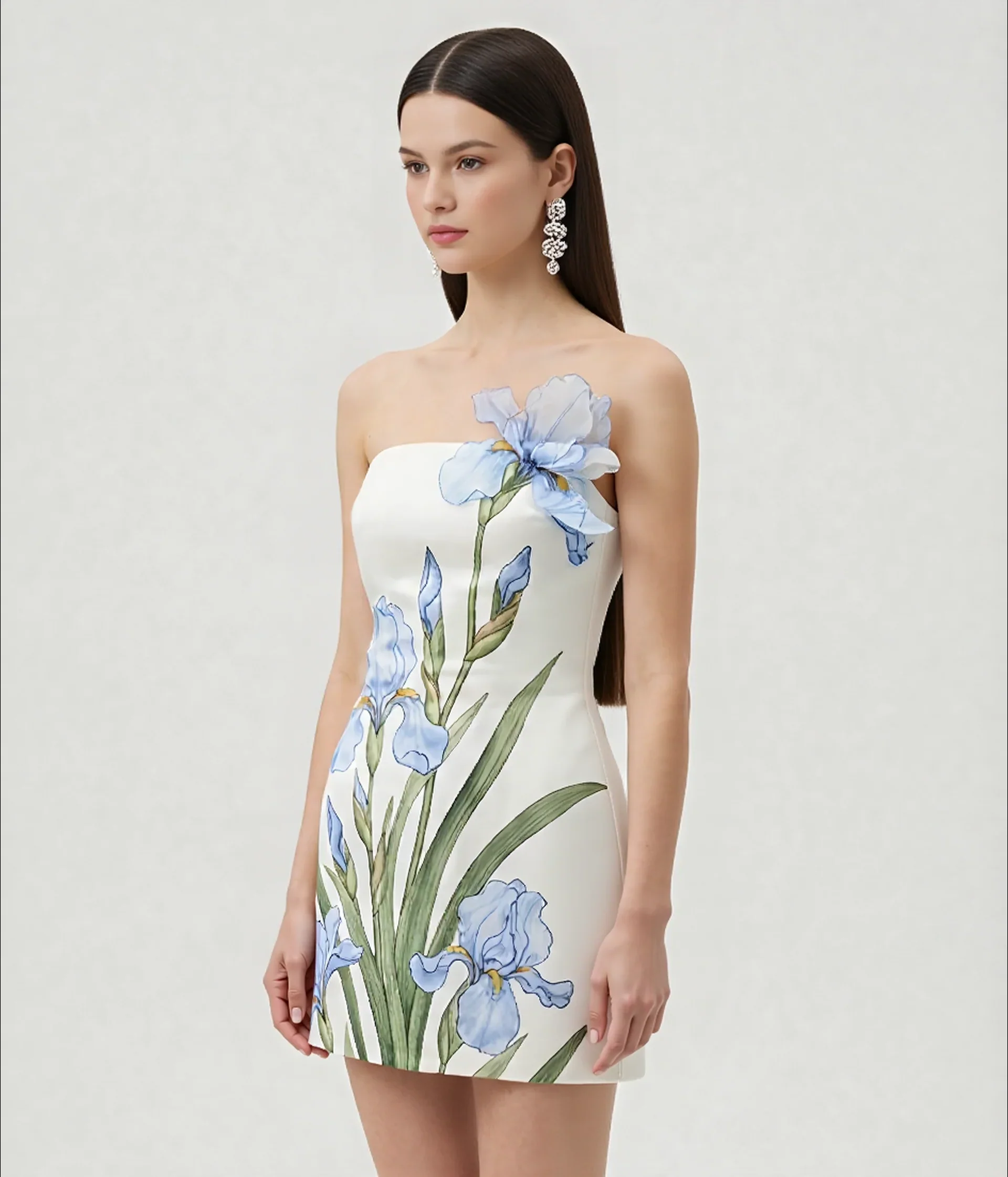 Floral Printed Mini Dress - White