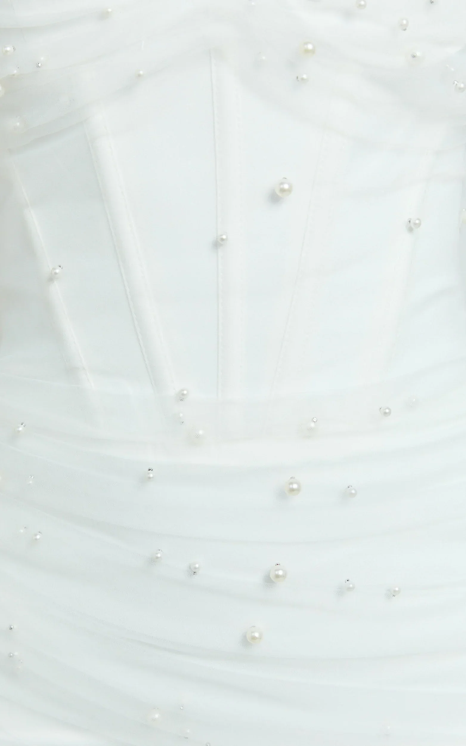 Kelsey Mini Dress Beaded Strapless Corset Panel Dress with Detachable Tulle Skirt in White